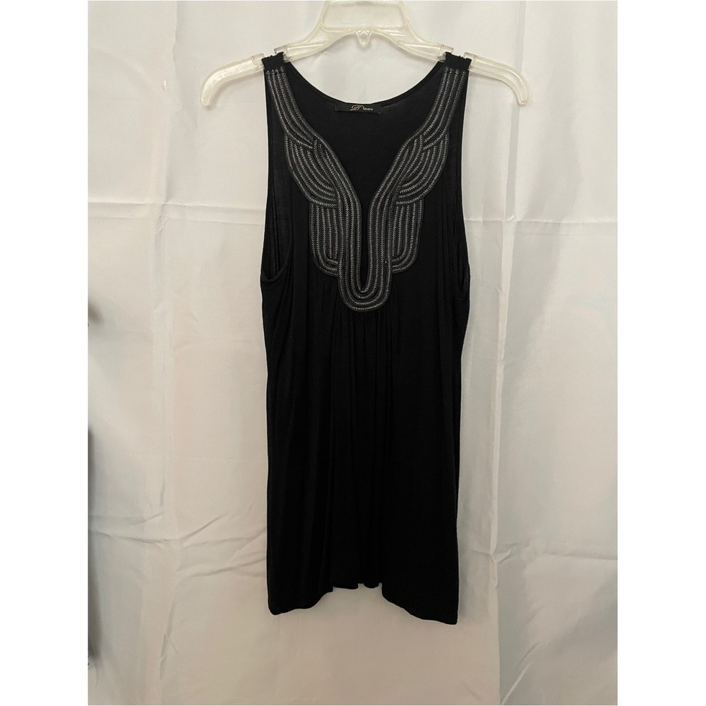 Art Deco - like design collar Black Tank Sleeveless V Neck Dress